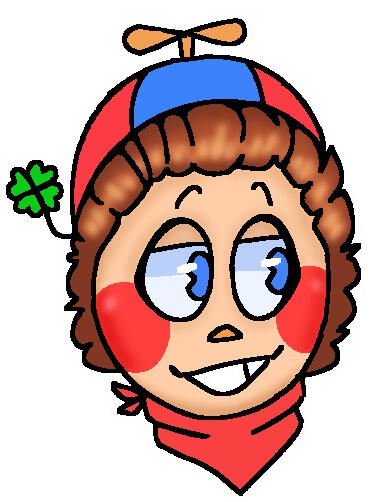 headshot drawing of lucky boy (fazbear frights).